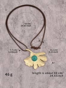 1pc Western Cowboy Style 3D Flower Turquoise Pendant Necklace, Braided Wax Rope Long Necklace Accessory, Christmas Halloween Holiday Gift Neck Jewelry, Gift For Girlfriend Mother Best Friend - Wax Rope - View 11