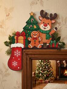 1pc Christmas Wooden Door Corner Decoration, Gingerbread Man & Reindeer Pattern Door Frame Corner Ornament, Multi-Functional Decorative Sign, Joyful Christmas Decor, Christmas Decoration, New Year Decoration, Christmas Home Decor, Christmas Hanging Ornament, Christmas Gift, Window Frame Decoration, Fireplace Decoration, Winter Party Small Gift, Xmas Decor, Christmas Decor, Merry Christmas - Moose - View 9