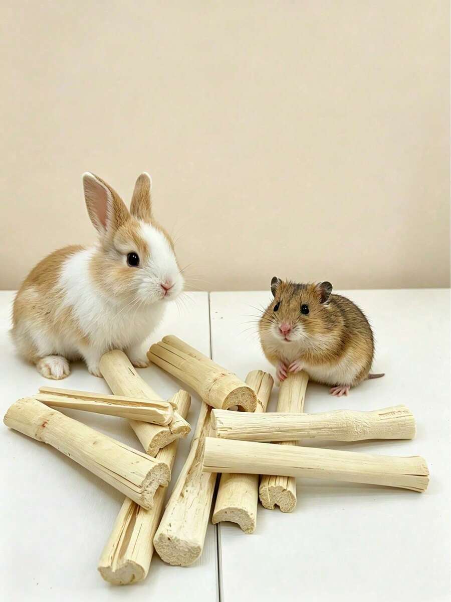 Stik Kunyah Bambu Manis, Mainan Gigit untuk Hewan Peliharaan Kecil, Cocok untuk Hamster, Kelinci, Guinea Pig, Aksesori Menggigit dan Bermain, Memangkas Gigi, Meningkatkan Nafsu Makan, Hiburan Harian, Hadiah Ulang Tahun dan Hari Raya untuk Hewan Peliharaan - View 1