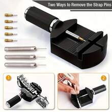 11pcs Watch Band Removal Tool Set, Universal Watch Band Tools, Watch Band Buckle Removal & Repair Tool Kit, Suitable For Watch Band Adjustment, Watch Accessories, Watch Repair Tools, Watch Band Buckle Removal & Adjustment Tool Set, Professional Watchmaker Use - Black - View 3
