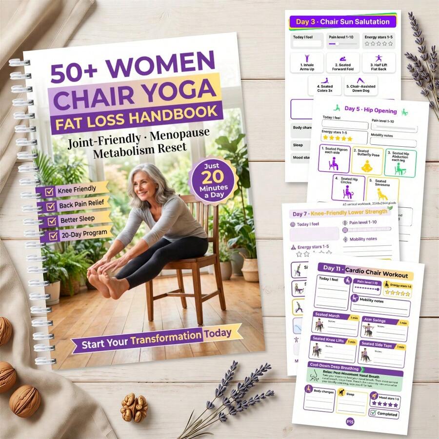 Chair Yoga Book For Women Over 50, Low Impact Knee Friendly Workout Guide To Lose Weight & Ease Back Pain - Multicolor - View 1