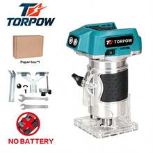 TORPOW Cordless Wood Trimmer Router 6 Speed Adjustable 6.35mm Collet 3000-30000RPM Handheld Woodworking Edge Trimming Power Tool, No Battery - Blue - View 7
