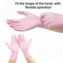 100 Pairs Of Multi-Color Disposable Nitrile Gloves, Suitable For Kitchens, Manicures And Daily Cleaning - Essential Household Cleaning Supplies, Small Tools And Disposable Consumables - Pink - View 3