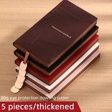 A6 PU Leather Cover Notebook With Pocket, Portable Small Notebook, Business Office Soft Leather Work Memo Pad, Minimalist Diary, Artistic Exquisite Note-Taking And Vocabulary Recording Book - A6 - View 5