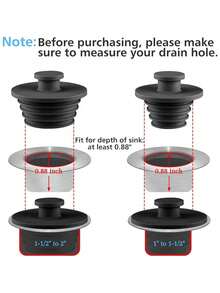 2pcs Silicone Anti-Clogging Universal Drain Stoppers, Suitable For Kitchen Sink, Bathtub, Bathroom Drain, Bathtub Replacement Parts, Leak-Proof Sealing, Easy Installation, No Tools Required, Bathroom Decor And Accessories - Multiple Styles - View 7