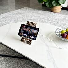 A Leopard Print Phone Stand, Convenient Phone Charging Accessory, Portable Stand, Suitable For Office, Study, Travel, Leisure, Portable, Dual Height Adjustable - Multicolor - View 2