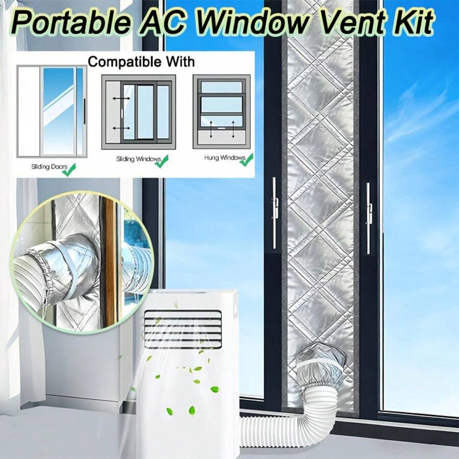 Thickened Universal Window Seal Cloth For Portable Air Conditioner & Dryer, Double‑Sided 100% Airtight Vent Kit, Reduce Cold‑Hot Air Exchange