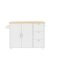 With Storage Adjustable Foldable Kitchen Island White With Storage For Kitchen And Dining Area - Natural and White - 查看 9