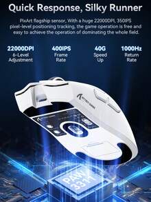 Mouse Gaming Bluetooth Nirkabel ATTACK SHARK, Daya Tahan Baterai Lama, Tiga Mode, Ringan - View 5