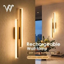 wamblz Battery Powered LED Wireless Dimmable Wall Light 50cm Gold Rechargeable Wall Lamp Suitable For Bedroom Staircase Hallway Living Room - Gold - View 1