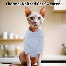 Cat Sweater, Soft And Warm, Suitable For Puppies, Kittens And Small Dogs; Thick Knit Style, Specially Designed For Sphynx Hairless Cats, Teacup Poodles And Extra Small Dogs. - Blue - View 5