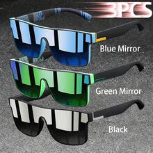 3PCS Fashion Vintage Square Sports Glasses Flat Frame Street For Unisex Eyewear For Choice For Outdoor Vacation And Daily Clothing Matching - 3PCSF766 - View 29