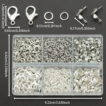 380pcs DIY Jewelry Making Accessories Set, Includes 60pcs Lobster Clasp, 120pcs Crimp Beads, 200pcs Closed Jump Rings, Suitable For Handmade Woven DIY Necklace, Bracelet, Bag Charm, Can Be Flattened To Secure Clasp, Pendant Chain Connector Rings, DIY Jewelry Making Materials - Lobster Clasp & Jump Ring & Bag Clasp - View 8