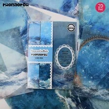 Ruonaorou 12pcs/Set Vintage Blue Nautical Deep Sea Vellum Paper Junk Journal Translucent Premium Blue Ocean Wave Underwater Texture Material Paper Vellum Paper Planner Decoration DIY Junk Journal Diary Notebook Material Paper Envelope Greeting Card Vellum Paper Decoration (2D Flat) A5 - Black - View 3