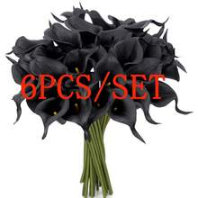 6/12pcs Realistic Black Calla Lily Artificial Flowers, Suitable For Home Decor, Outdoor Garden Decoration, Wreaths, Wedding Arrangement, Tabletop Decoration, Autumn Decor, Teacher Gifts, Halloween - Black - View 9