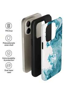 1pc Ins Premium Fluid Wave Art Ink Wash Gold Foil Marble Pattern Design, Phone 17 Pro Max Phone Case, Compatible With Phone 16 Pro Max, 15 Pro Max, 14 Pro Max, High-End Fashionable And Interesting Phone Case, Suitable For 11/12/13/14/15/16 Pro Max Plus, Elegant Design For Men And Women, Perfect Gift For Friends, Besties On Holidays, Birthdays, Daily Life, Anniversaries! - Multicolor - View 5