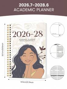 Trees 2026–2028 24 Monthly Planner, 1 Of 2 Year Weekly & Monthly Calendar Planner,Includes Monthly Overviews With Notes,Perfect Planner For Productivity, Appointments & Goal Setting, Back To School Supplies Office Desk Accessories - Apricot - View 7