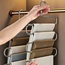 10pcs Premium Multi-Layer Iron Alloy Pants Hangers, Heavy Duty Space-Saving Closet Storage Rack, Sturdy Durable Pants Hanging Rack, High-End Home Bedroom Closet Accessories - Multicolor - View 7