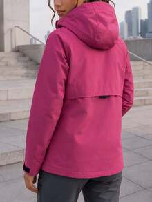 Jaket Wanita Berkerudung dengan Banyak Kantong, Manset yang Dapat Diatur, Resleting Depan, Mantel Serbaguna untuk Aktivitas Luar Ruangan, Mendaki, Bepergian, dan Pemakaian Sehari-hari. - Hot Pink - View 5