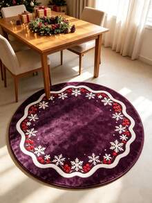 1pc Round Purple & Gold Christmas Tree Pattern Printed Carpet, Fashion Home Decor Carpet, Commercial Decor Carpet, Living Room Carpet, Sofa Mat, Bedroom Carpet, Bedside Rug, Door Mat, Coffee Table Mat, Suitable For Mall, Cafe And More Scenes, Soft And Non-Shedding, Decorative Carpet, Bedroom Decor, Small Carpet, Carpet, Home Decor, Living Room Carpet, Living Room Small Carpet, Bedroom Carpet, Living Room Home Decor - Multicolor - View 5