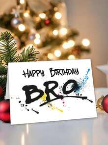1pc "Happy Birthday Bro" Graffiti Birthday Card With Envelope, Cool Urban Greeting For Teen Brother Friend, Blank Inside - Multicolor - View 2
