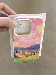 1件 白色麥田星空小鎮個性化極簡全包覆TPU防摔手機殼，適用於Apple 18 17 16 15 14 13 12 11 Pro Max Air及系列 - 彩色 - 查看 3