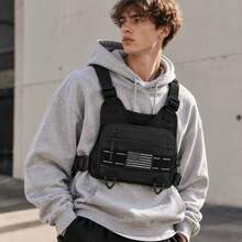 Men's Tactical Chest Bag, Black Adjustable Shoulder Strap Multi-Pocket Chest Bag, Suitable For Running And Outdoor Use - Multicolor - View 2