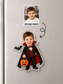 Custom Photo Acrylic Halloween Fridge Magnet Face Picture Refrigerator Magnets Vampire Pumpkin Skeleton Decor Kids Party Gift - Multicolor - View 6
