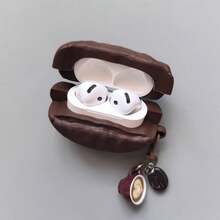 1pc Coffee Bean Earphone Protective Case, Suitable For Pod 4/Pro 3 Protective Case, Wireless Bluetooth Earphone Protective Case, With Cappuccino And Coffee Bean Pendant. - Multicolor - View 3
