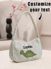 1pc Customized Name Cartoon Animal Pattern Underarm Bag, Can Be Customized According To Your Unique Design, Perfect For Children To Print Their Own Name Or Print Their Sister's And Classmates' Names As A Gift To Give To Others - Multicolor - View 4