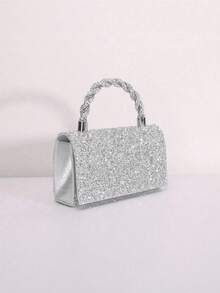 REMANLAND Fashionable Elegant Diamond Handbag With Shoulder Strap, Evening Bag - Silver - View 3