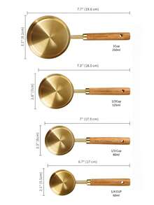Gold Measuring Spoons, Heavy Duty Stainless Steel Measuring Set 4 Pieces, Suitable For Liquid And Dry Ingredients, Cooking And Baking, Gift Box - Yellow - View 7