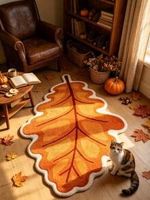 1pc Yellow Autumn Leaf Decor Rug, Bedroom Decor, Small Rug, Carpet, Home Decor, Living Room Rug, Living Room Small Rug, Bedroom Rug, Living Room Home Decor, Outdoor Rug, Washable Rug, Graduation Gift - Autumn Leaves - View 2