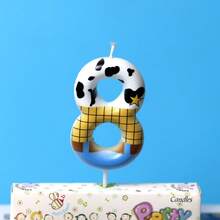 1pc Number 0-9 Birthday Candle, Denim Blue & White Handmade Design, Cake Decoration Topper, Suitable For Birthday Party Dessert Table Birthday Candle - View 19
