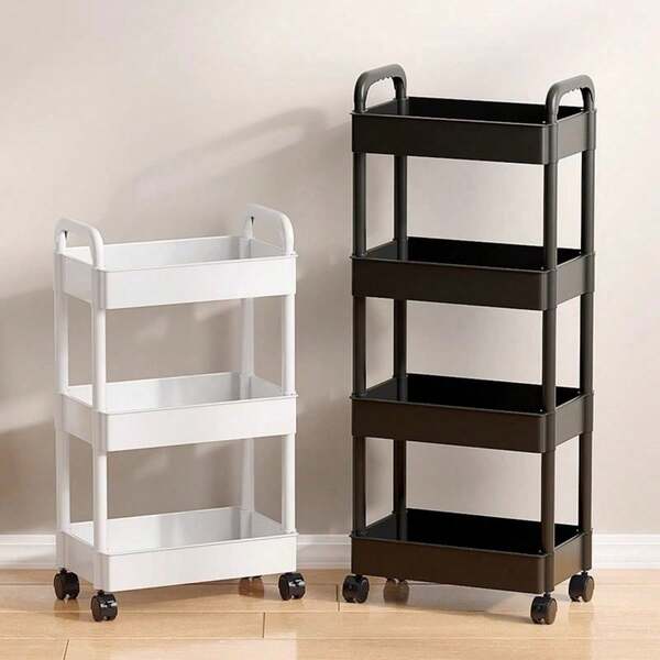 Carrito de almacenamiento rodante multifuncional - Solución de almacenamiento versátil para cocina, sala de estar y dormitorio - Almacena artículos de papelería, aperitivos, artículos pequeños, etc. - Construcción de plástico duradero, carrito multiusos, estantería de almacenamiento vertical