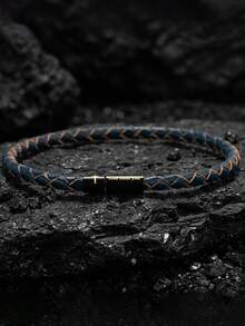 Fashion Handmade 4mm Genuine Leather Bracelet Bangle Black Easy Hook Letter Cross For Men Armband Jewelry Men - Men's Leather Bracelets - View 6