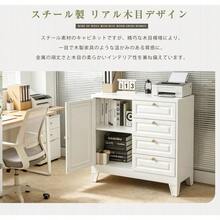 キャビネット スチール製 デスクワゴン 引き出し サイドボード チェスト 収納棚 リビングボード 両開き扉 大容量収納 テレビ台 作業台 間仕切りカウンター タンス 漫画 衣類 収納 おしゃれ リビング 寝室 ランドリーチェ 組立品 - ホワイト + ステンレススチール1 - チェックする 5