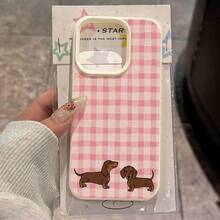 1 pieza Funda protectora de teléfono con cobertura total de TPU transparente con patrón de perro salchicha - Multicolor - Ver 5