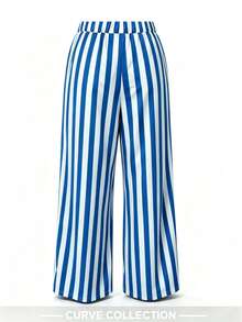 2026 Summer/Autumn Fashion Blue & White Striped Loose Wide Leg Pants - Multicolor - View 8