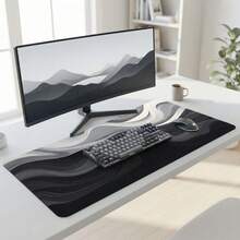 Elegant Grey Fluid Art Design Large Extended Gaming Mouse Pad, Non-Slip Rubber Base, Smooth Glide Surface, Multi-Functional Workspace Mat For Computer Office Home Study, Modern Abstract Desktop Decor - A - View 7