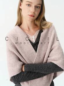 1pc Solid Color Fashion Elegant Lady Style Versatile Wool Knitted Triangle Scarf Shawl For Autumn/Winter Daily Wear - Flower Coffee - View 14