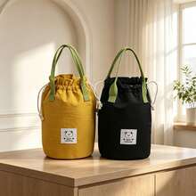 Drawstring Lunch Bag, Minimalist Round Insulated Lunch Storage Bag, Reusable Waterproof Bento Box Tote Bag, Portable Food Storage Tote, Suitable For Office Work, School, Picnic, Camping, Travel, Daily Meal Prep - Multicolor - View 7