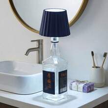 LED Smart Lighting 3-Color Table Lamp - Touch Control, USB-C Charging Port, Switch Control Color Temperature/Dimming, Portable Bedside Night Light, Metal Lampshade Direct Plug Bottle Stopper Design, Atmosphere Enhancement Lighting - Perfect For Living Room, Bedroom, Dining Room, Bar, Creative DIY Gift - Bottle Lamp - View 2