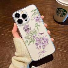 1 ốp lưng điện thoại trong suốt đục lỗ hoa tử đằng phong cách Trung Quốc mới, tương thích với Apple 17Promax/11/12/13/14plus/15/16pro - Trong sáng - Xem 3