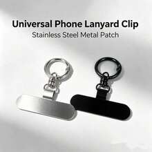 Phone Lanyard Metal Tab, 360° Swivel Key Ring, Stainless‑Steel Clip For Universal Phone Case, Silver & Black Available - Multicolor - View 6