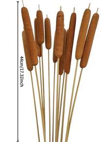 5/10 Pcs Artificial Cattails Flowers, Artificial Plants For Home Table Centerpieces, Decorative Floral Arrangements For Rustic Weddings And Office Vases - Brown - View 3