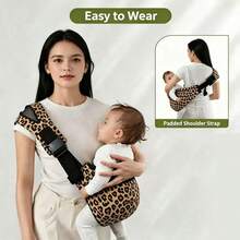 Adjustable Baby Carrier With Buckle, Upgraded Toddler Carrier, Ergonomic Design, Comfortable Baby Wrap, Easy To Carry For Travel, Suitable For 10-45 Lbs, Leopard Print - Multicolor - View 10