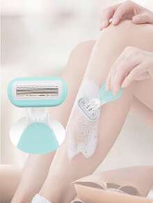 Green Women's Hair Removal Razor, Suitable For Underarms, Legs And Bikini Area, Portable Manual Razor, Green Manual Safety Razor Blade For Bikini Hair Removal/5-Layer Stainless Steel Replaceable Razor Head, Girls Gift Travel Essential (Handle + Razor Head + Storage Box). Suitable For Summer Travel, Outings, Commuting, Work, College Students, Women, Also As A Gift For Sisters, Girls And Friends. - Multicolor - View 9