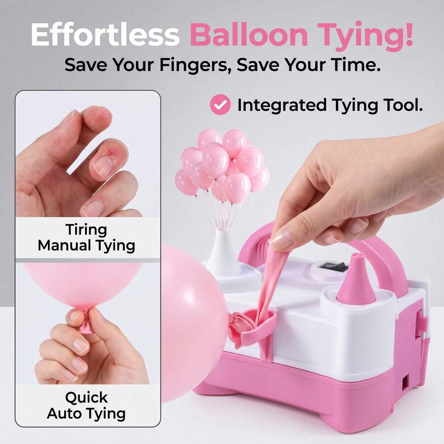 AOYI Balloon Air Pump, Portable Automatic Dual Nozzle Balloon Inflator, Suitable For Birthday And Wedding Balloon Party Decoration, Halloween Essential - US A Type Plug(110-127V) - View 1