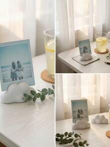 1/4pcs Cloud-Shaped Photo Frame Stand, Desktop Photo Frame Holder, Multi-Functional Display Stand, Suitable For Photos, Postcards, Business Cards And Memos, Home And Office Desktop Decoration. - A - View 7